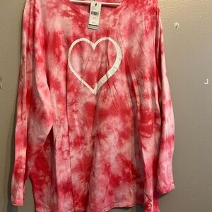 Heart Tie-Dye Long Sleeve Top